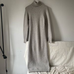 BALLY Cashmere/Wool Gray Ribbed Maxi Dress S/M